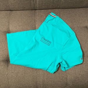 Tommy Hilfiger Logo Shirt Light Teal - Size Large